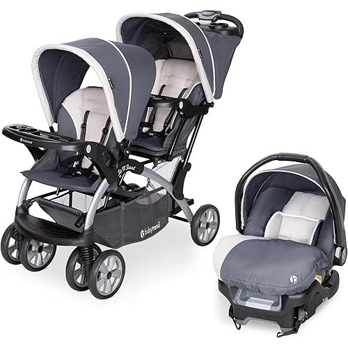 Baby Trend Infant and Toddler Double Stroller & Car Seat Combo, 2 Pc Set, Magnolia