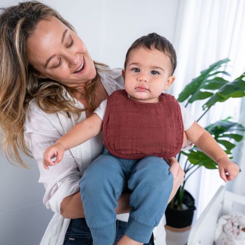 Muslin Cotton Bibs, 8 Pack - Wine