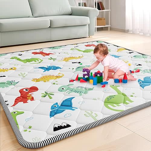 Palopalo Baby Play Mat for Floor, 50x50 inch Small Play Mat for Playpen, Soft Padding Playmats for Babies, Toddlers and Infants, Non-Slip and Foldable Baby Crawling Blanket, Machine Washable