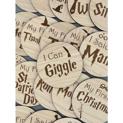 Harry Potter Themed Maple Wood Engraved Milestones Special Events Markers/Whimsical milestones/Magic Themed Milestones/Baby Photo Prop