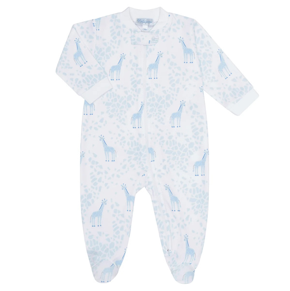 Buy Blue Giraffe Print Zipper Footie | Nellapima