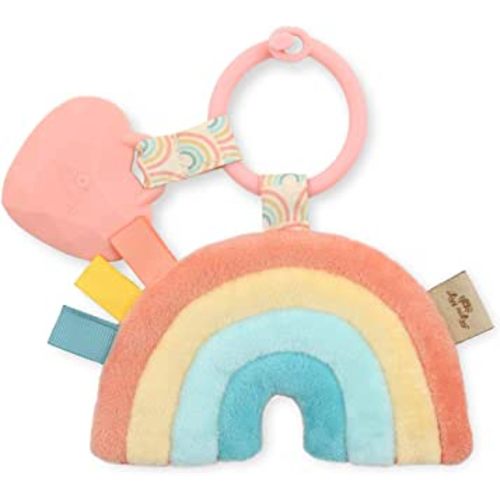 Itzy Ritzy Infant Toy & Teether - Itzy Pal Baby Teething Toy Includes Lovey, Crinkle Sound, Textured Ribbons & Silicone Teether Toy for Newborn (Rainbow)