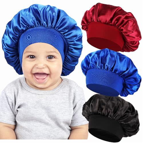 Haniraba 3 Pcs Baby Bonnets for Sleeping,Infant Sleep Cap Hair Bonnet for Baby Girls,Boys,Toddler