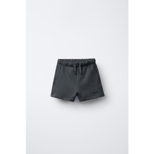 PLUSH SHORTS WITH TEXT - Anthracite grey | ZARA United States