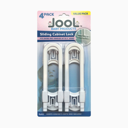 Jool Baby U Shape Sliding Cabinet Locks (4 Pack) - White