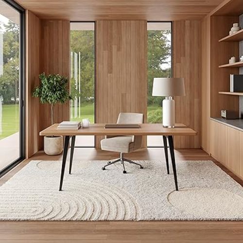 nuLOOM Gloria Abstract Shag Area Rug, 6' 7" x 9', Beige