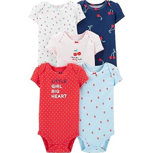 Carter's Baby Girls Bodysuits, Cherries, 6 Months