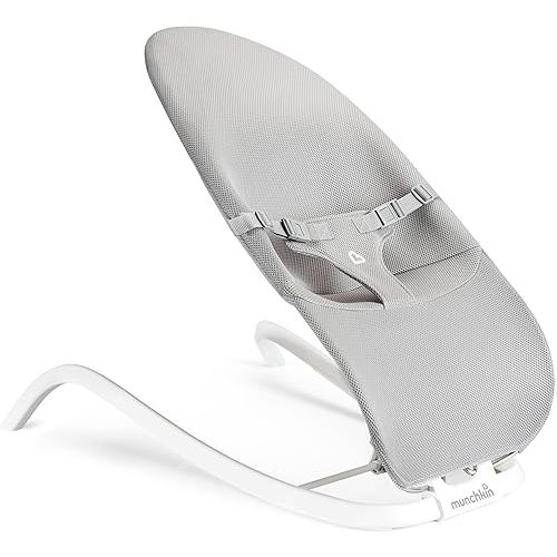 Munchkin Spring Baby Bouncer and Rocker Seat, 2-in-1 Design, Portable and Lightweight with 3 Recline Positions, Grey