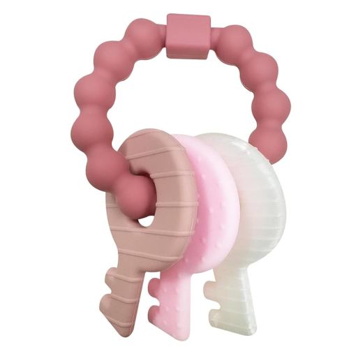 YAPROMO Teething Keys for Baby 6-12 Months, Infants/Toddlers Chew Toys, Cute Teether Keys for Baby Girl, Soft Silicone Teether Toys BPA Free