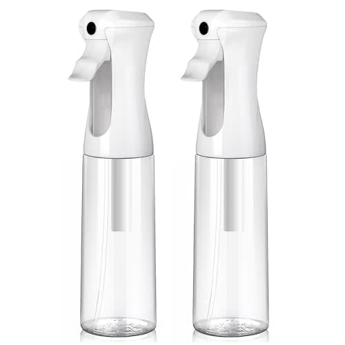 VIGOR PATH Continuous Spray Bottle for Hair – Fine Mist Mister for Hairstyling, Cleaning, Plants, Pets, Barbers, Salons, and Essential Oil Applications (300ml/10 oz) Clear 2 Pack