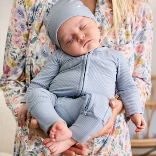 Light Fog Ribbed Zippy – Little Sleepies