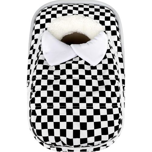 DILIMI Car Seat Covers for Babies, Winter Baby Car Seat Cover, Infant Car Seat Canopy for Boys Girls, Warm Windproof Carseat Canopy for Newborn, Black Checkered