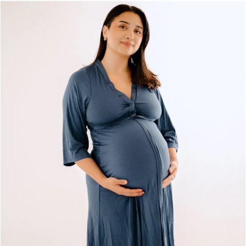 Lila Labor & Postpartum Gown in Midnight Blue