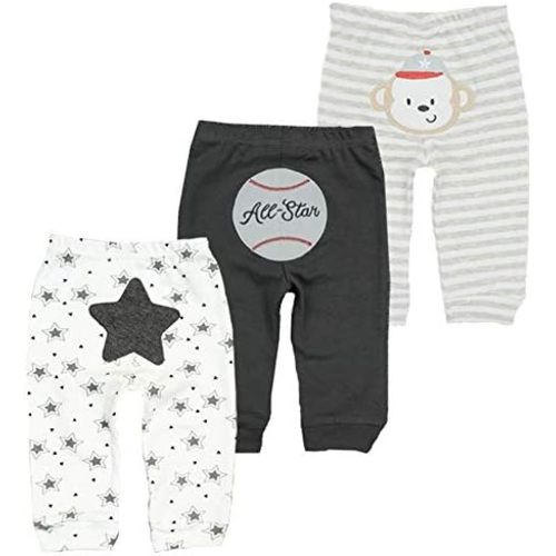 Unisex Newborn Baby Cotton 4-Pack Pants Embroidery Pringting Casual Leggings 0-24 Months for Boys and Girls