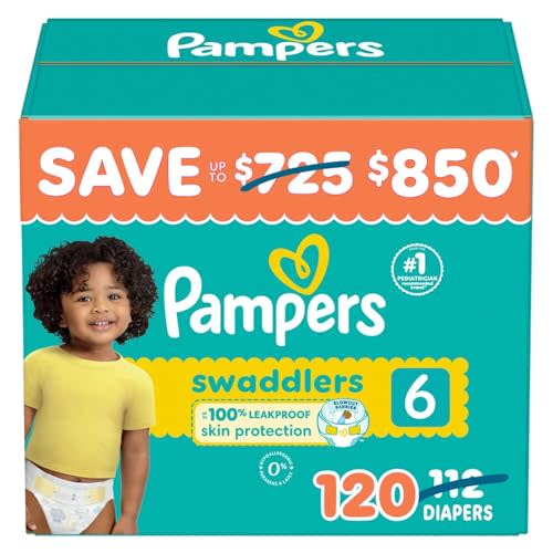 Pampers Swaddlers Diapers, Size 6 (35+ Pounds), 112 Count