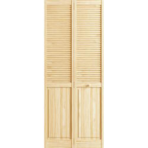 Designer's Image 24"W x 80"H Pine Half-Louver Bi-Fold Closet Door