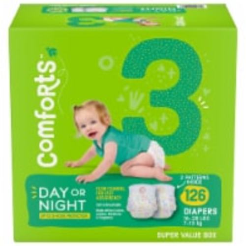 Comforts™ Day or Night Baby Diapers Size 3 (16-28 lbs) Super Value Box, 126 count