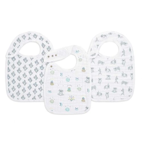 aden + anais Baby Drool Bibs Soft and Absorbent 100% Muslin Cotton Adjustable Bandana Snap Bibs Set for Boys and Girls, 3 Pack, Now + Zen