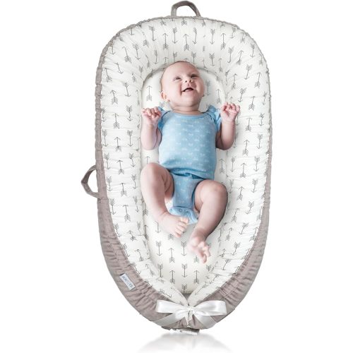 Baby Lounger for Newborn Cover - Newborn Lounger for 0-12 Months, Breathable & Portable Infant Lounger - Adjustable Cotton Soft Baby Floor Seat for Travel, Newborn Essentials - Arrow