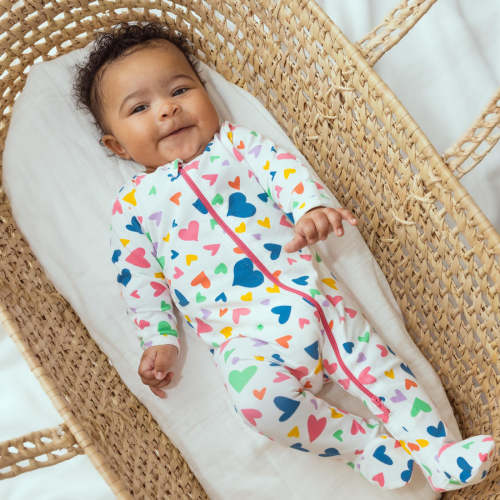 Organic Footie - Colorful Hearts – Norani Baby