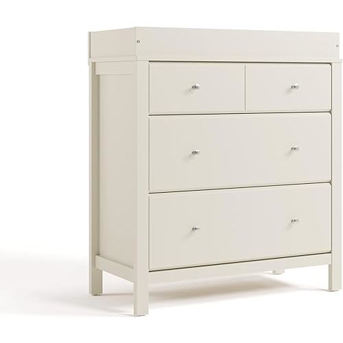 Storkcraft Horizon 3 Drawer Chest with Removable Changing Topper (Frosted Oat) – GREENGUARD Gold Certified Nursery Dresser, Kids’ Storage Chest with Organizer, Durable and Stylish 3-Drawer Design