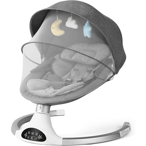 KIDINIX Baby Swings for Infants, Bluetooth Infant Swing with Music Speaker, 3 Seat Positions, 3 Speeds for Newborn Boy Girl, Indoor & Outdoor Use, Black