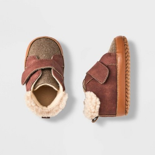Baby Sherpa Booties - Cat & Jack™ Brown, Size: 0-3M