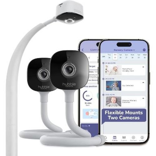 HUBBLE CONNECTED GoBaby AI Twin - 2 Baby Monitor Cameras w/ Covered Face & Rollover Alert, True Cry Detection, Sleep Trainer & More