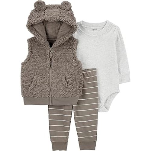 Carter's Baby Boys' 3 Piece Plaid Patch Little Vest Set
