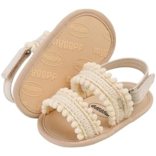 COSANKIM Infant Baby Girls Summer Sandals with Flower Soft Sole Newborn Toddler First Walker Crib Dress Shoes