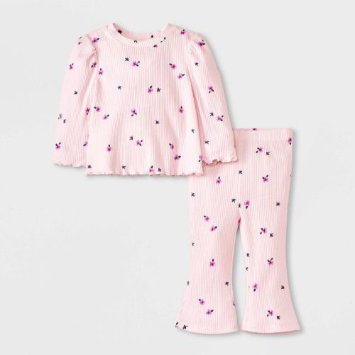 Baby Girls' Cozy Ribbed Top & Bottom Set - Cat & Jack™ Light Pink 0-3m