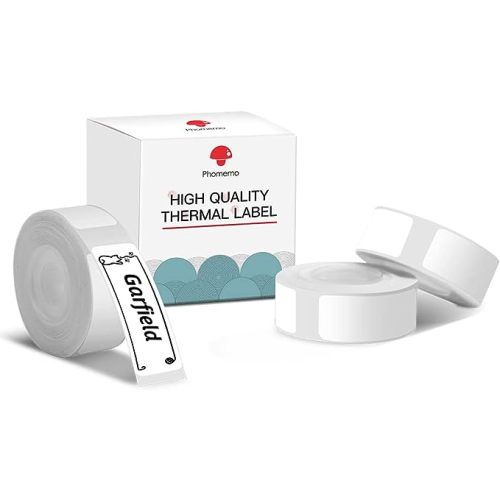 Phomemo D30 Label Maker Tape Black on White Sticker Thermal Paper Self-Adhesive Label Tape, 12 x 40 mm (0.47 x 1.57 Inch) 160 Tapes/Roll, 3-Roll - 12x40 mm
