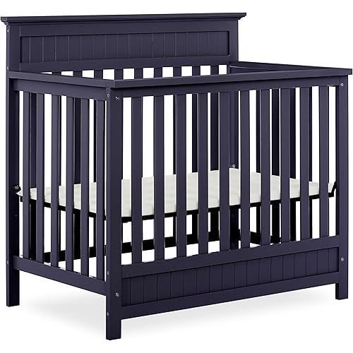 Dream On Me Harbor 4-in-1 Convertible Mini Crib in Navy, Greenguard Gold Certified