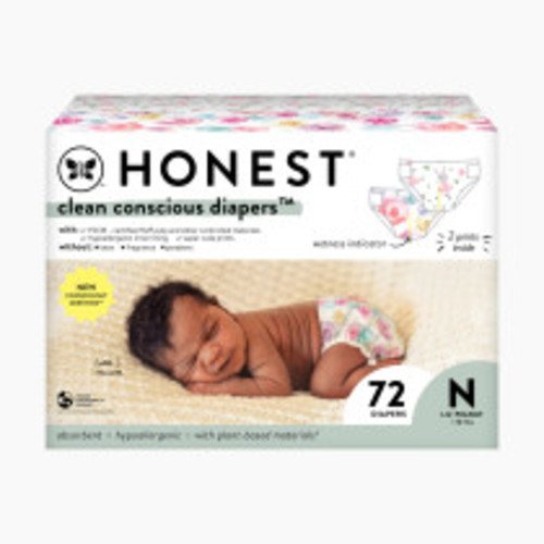 The Honest Company Clean Conscious Disposable Diapers - Rose Blossom + Tutu Cute, Nb, 72 Count