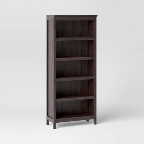 72" Carson 5 Shelf Bookcase Espresso - Threshold™: Modern Traditional Style, Laminate Surface, Includes Anchoring Hardware