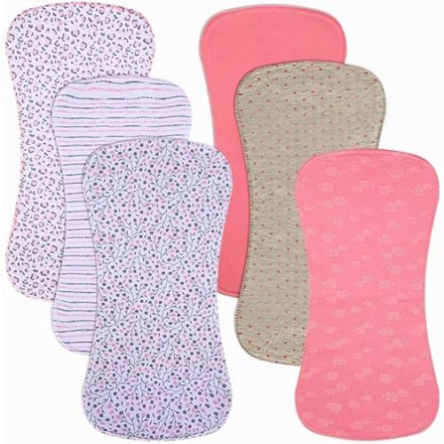 6 Pack Cotton Baby Burp Cloths Extra Absorbent Soft for Baby Boys and Girls