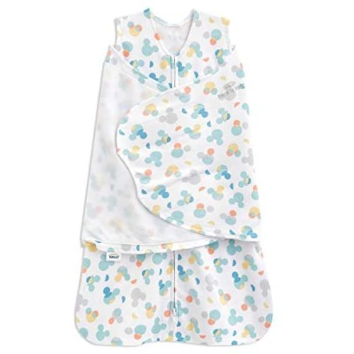 HALO Disney 100% Cotton Sleepsack Swaddle, 3-Way Adjustable Wearable Blanket, TOG 1.5, Mickey Overlay, Newborn, 0-3 Months