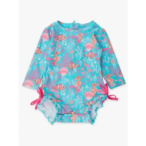 Tropical Print Long Sleeve One Piece Rash Guard
