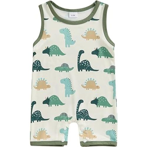 Summer Clothes Infant Baby Girl Boy Sleeveless Romper Jumpsuit Shorts Dinosaur Printed One Piece Outfit
