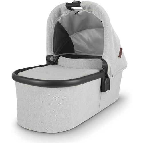 UPPAbaby Bassinet/Compatible with Vista, Cruz, Ridge, Minu Strollers/Overnight Sleep Solution/Mattress, Sheet, and Bug Shield Included/Anthony (White and Grey Chenille/Carbon Frame)