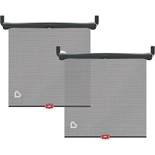 Munchkin Brica Sun Safety Car Window Shade with Heat Alert, Helps Block UVA/UVB Rays, 2 Pack, Black