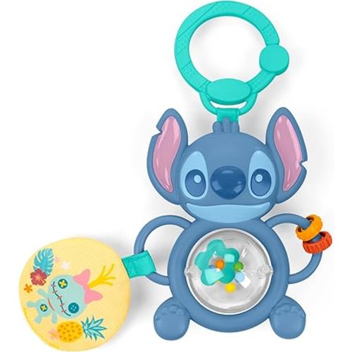Bright Starts Disney Baby Stitch Tummy Tumble Baby Toy - Spinning Bead Chaser Toy, On The Go Travel, Unisex, Stroller Toy for Newborns & Up