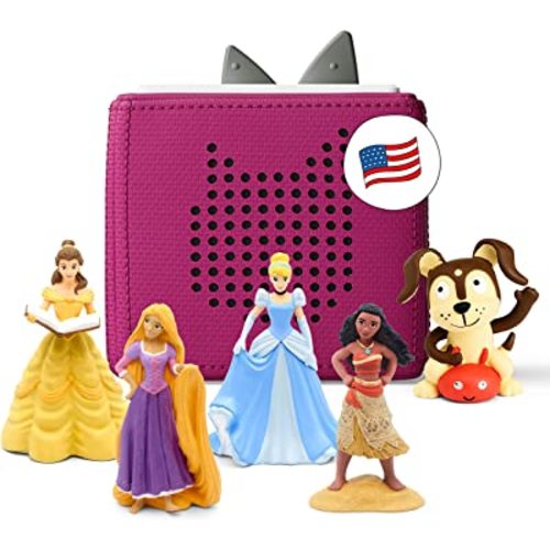 Toniebox Audio Player Starter Set with Cinderella, Belle, Moana, Tangled, and Playtime Puppy - Listen, Learn, and Play with One Huggable Little Box - Pink