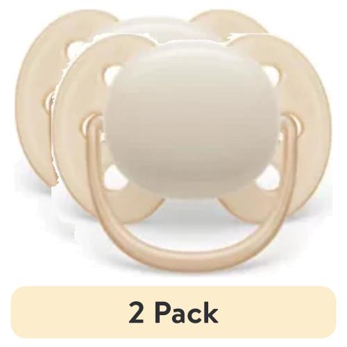 (2 pack) Philips Avent Ultra Soft Pacifier 0-6M, Sand / Pastel Warm Green, 2 Pack SCF091/05