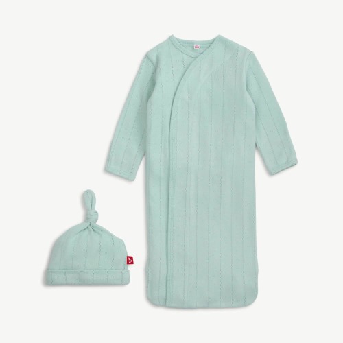 love lines seagrass organic cotton pointelle magnetic cozy sleeper gow – Magnetic Me