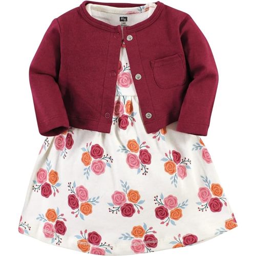 Hudson Baby Baby Girls' Cotton Dress and Cardigan Set - 3-6 Months
