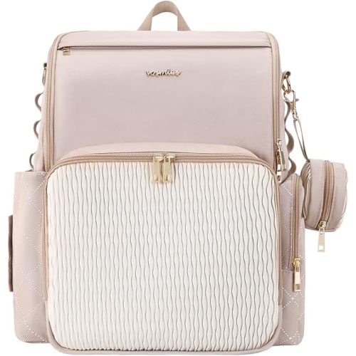 Stylish Baby Diaper Bag, Baby Bag with Changing Pad, Pacifier Case& Stroller Straps, Large Diaper Backpack Boy Girl, Water Resistant Travel Diaper Backpack for Mom Dad