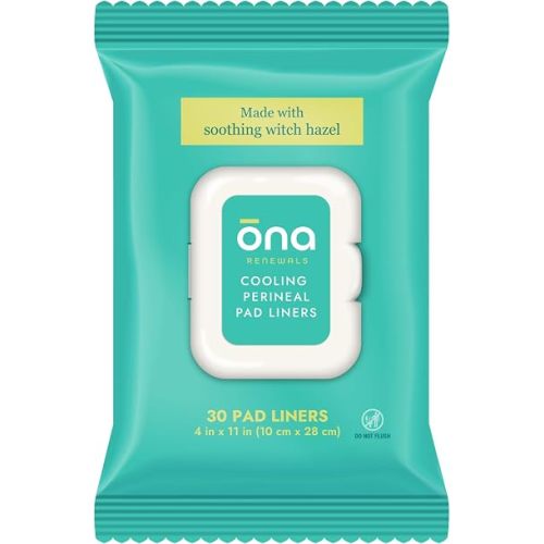 Ona Renewals Perineal Pad Panty Liners for Women - 30 Count - Fragrance-Free - Made with Soothing Witch Hazel - Extra Large Cooling Pads for Postpartum Recovery - Postpartum Essentials