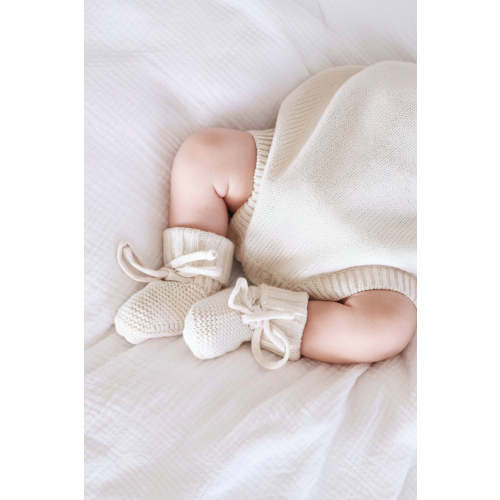 Knit Baby Booties in Ash | Caden Lane