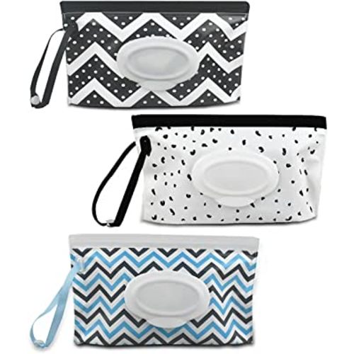 3 Pack Baby Wipes Dispenser Portable Wet Wipe Dispenser Bag Reusable Travel Baby Wipes Container Refillable Wet Wipe Carrying Case Holder for Diaper Bag Lightweight Travel Wipes Dispenser Cases